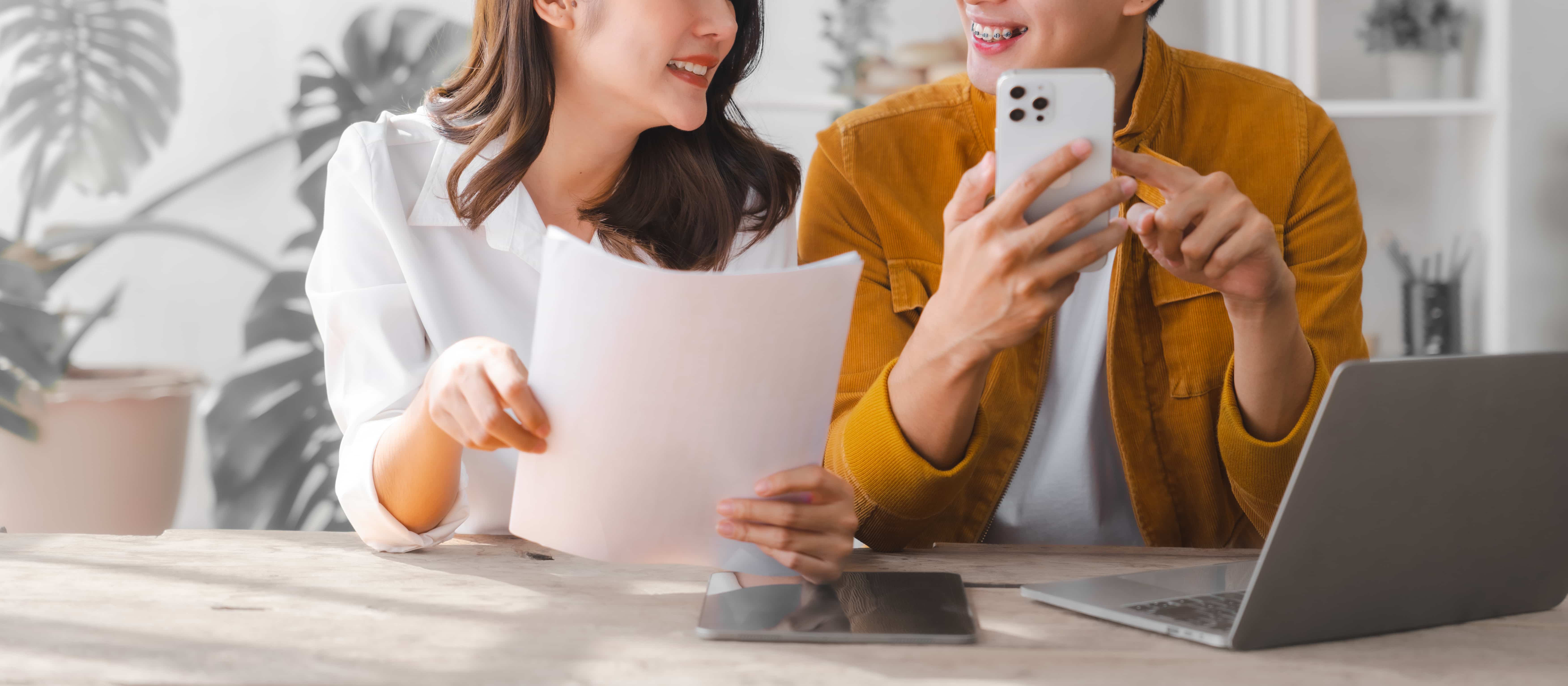 couple filing taxes online