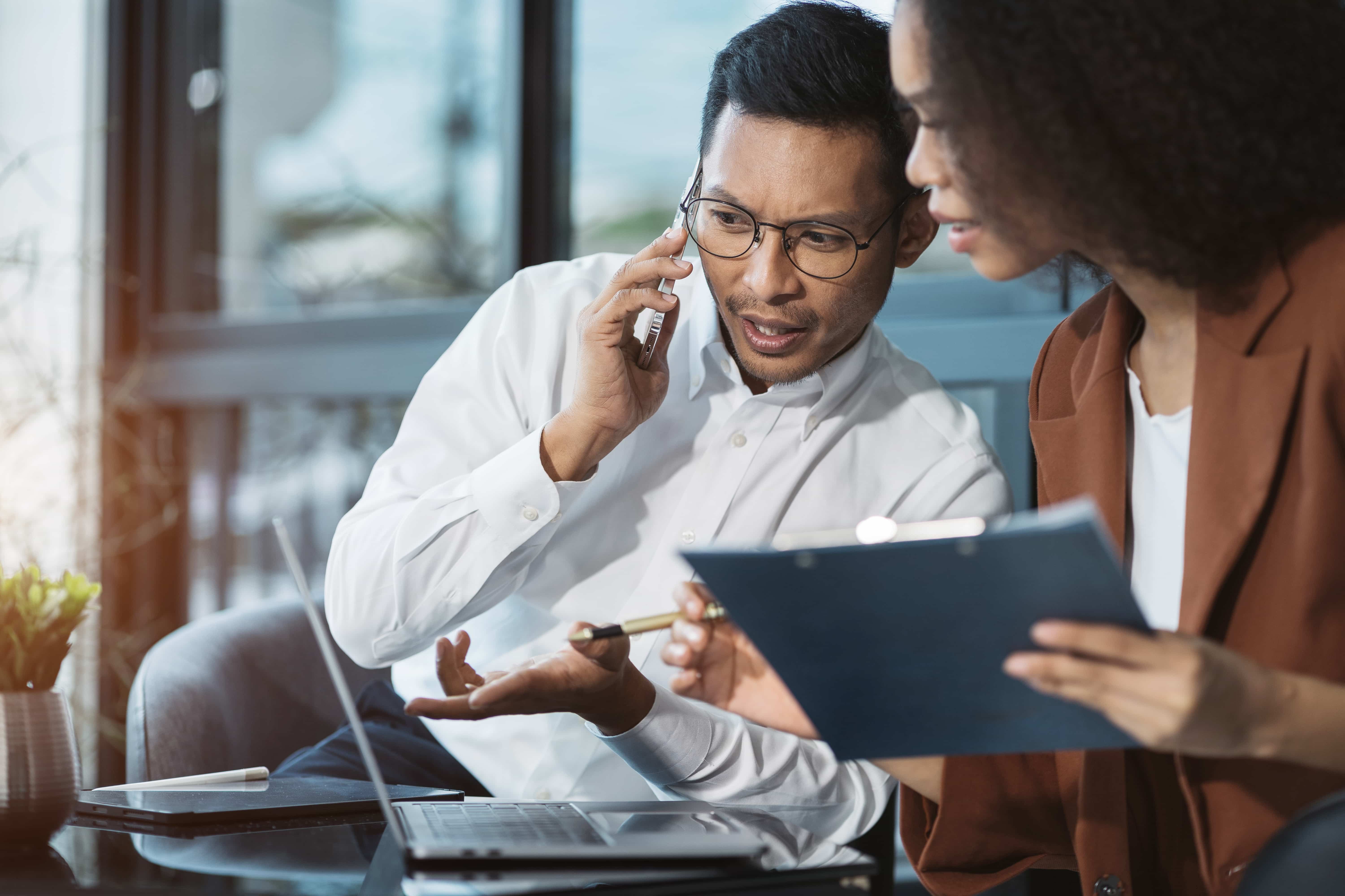 small business owner reviewing taxes